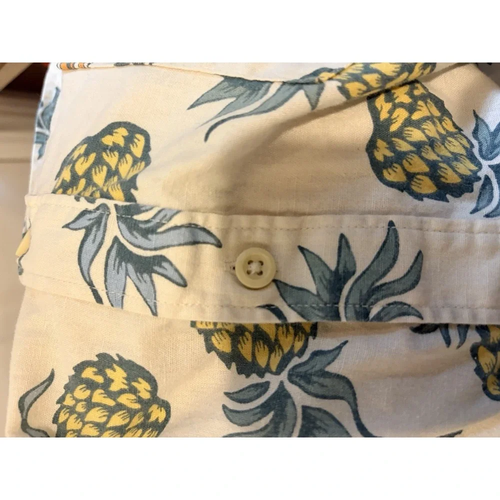 H&M LOGG Pineapple Shirt Mens Large Tropical Button Up Cotton Short Sleeve Summe - Picture 13 of 16